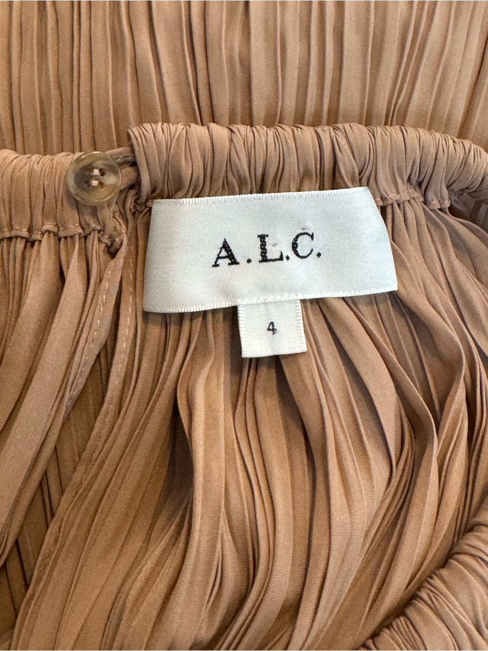 A.L.C. Pleated Halter Midi Dress in Peach - Picture 9 of 12